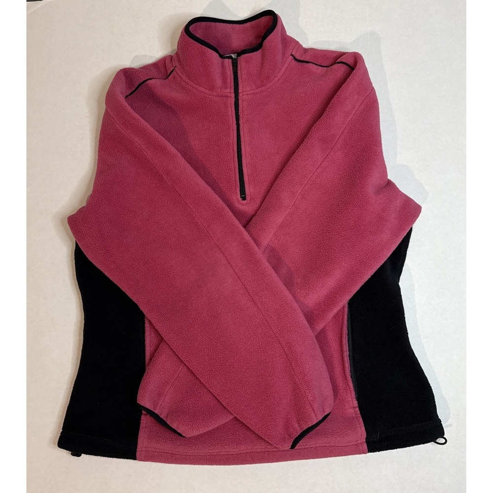 Port Authority Women's Size XL Pink/Black Quarter Zip Fleece Pullover Latitudes